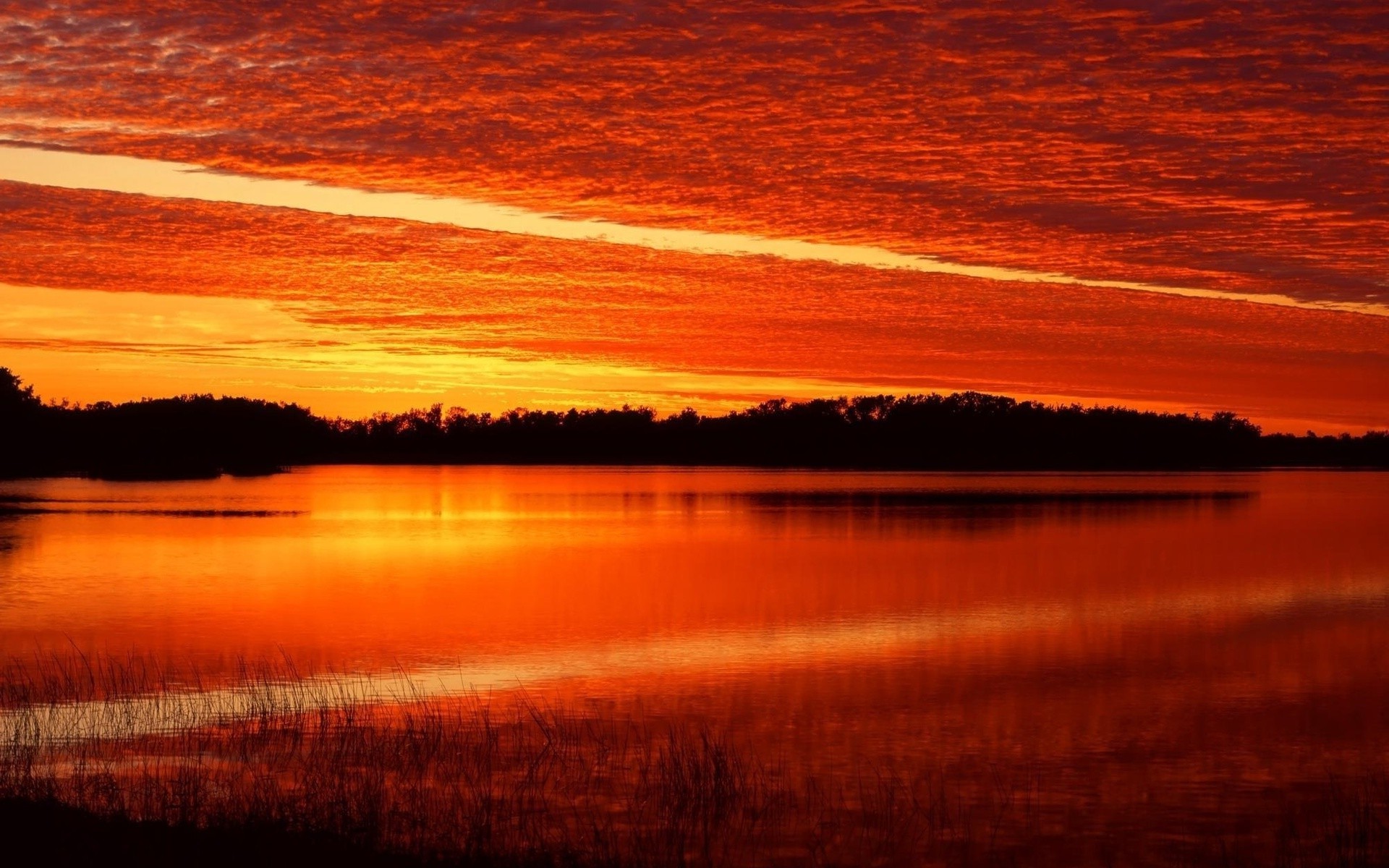 sunset, Red sun Wallpaper