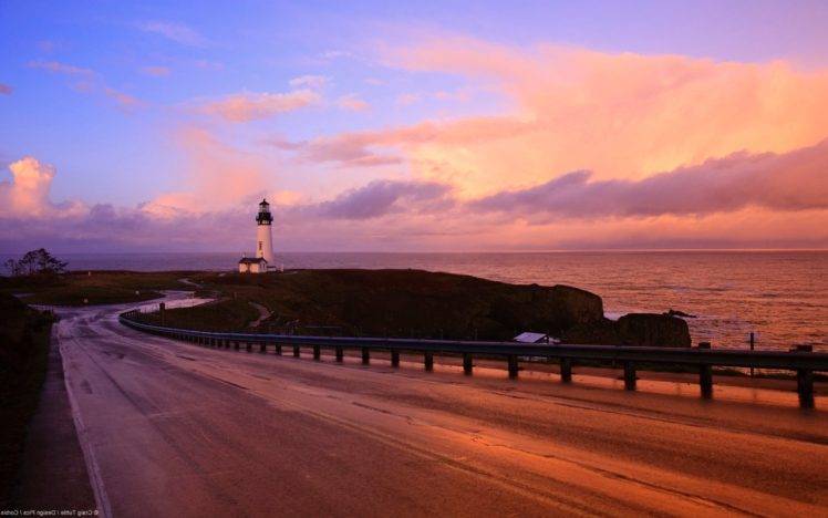 lighthouse, Road, Sea HD Wallpaper Desktop Background