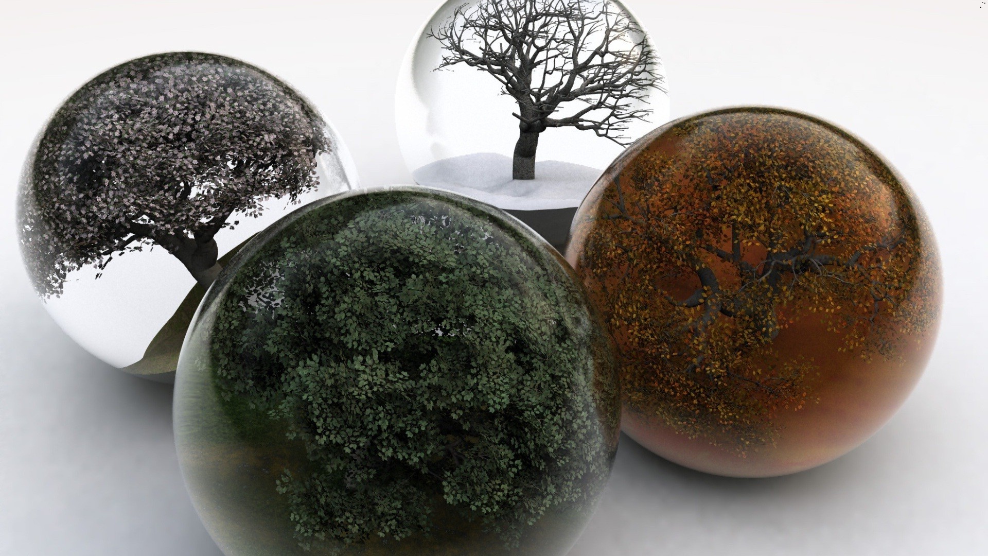digital art, Sphere, Nature, Trees Wallpaper