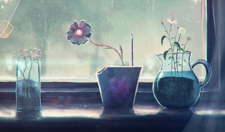 Sylar, Pencils, Flowers, Water drops HD Wallpaper Desktop Background