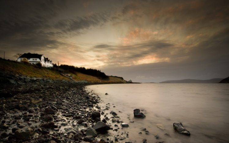 water, Beach, Stones, Sea, Horizon HD Wallpaper Desktop Background