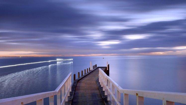 sunset, Dock, Pier, Sea HD Wallpaper Desktop Background