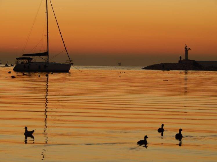 Istanbul, Evening, Sunset, Ports, Sunlight, Turkey, Yachts, Yellow HD Wallpaper Desktop Background