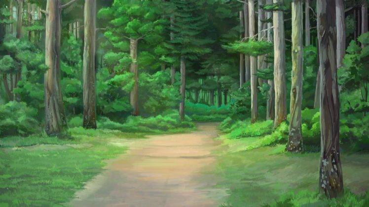 forest clearing, Trees, Artwork, Everlasting Summer HD Wallpaper Desktop Background