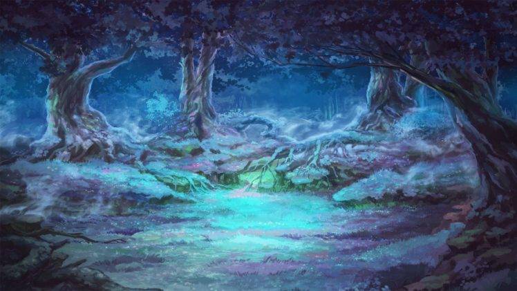 forest clearing, Night, Mist, Everlasting Summer HD Wallpaper Desktop Background