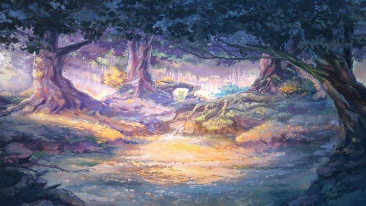 artwork, Sunlight, Everlasting Summer, Forest clearing HD Wallpaper Desktop Background