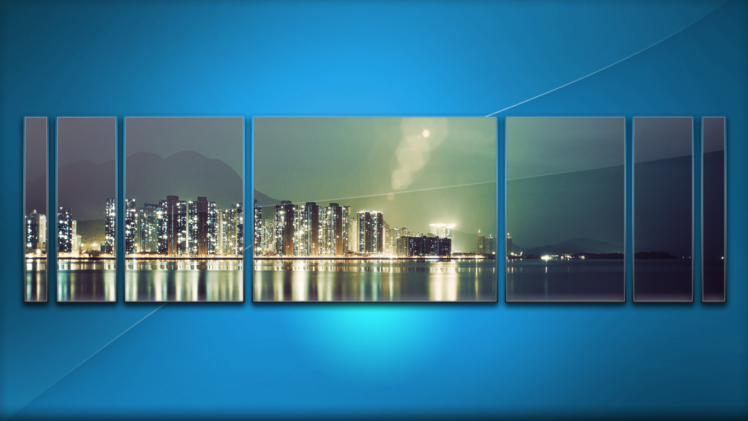 blue, Night, City, Sea, Water HD Wallpaper Desktop Background