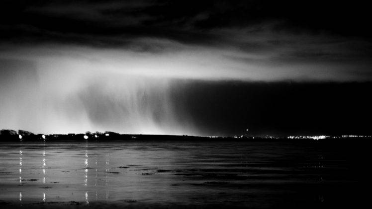 night, Sea, Clouds, Rain, Water HD Wallpaper Desktop Background