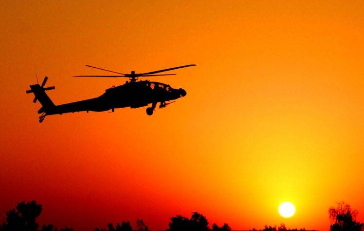 Flight of the Conchords, Air, Aircraft, AH 64 Apache, Sunset HD Wallpaper Desktop Background