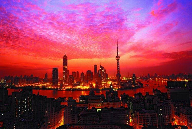 Shanghai, Sunset, Building HD Wallpaper Desktop Background