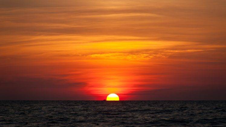 beach, Sunset, Horizon, Boat HD Wallpaper Desktop Background