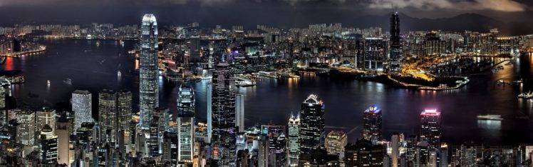 Hong Kong, Landscape, City, Night sky HD Wallpaper Desktop Background