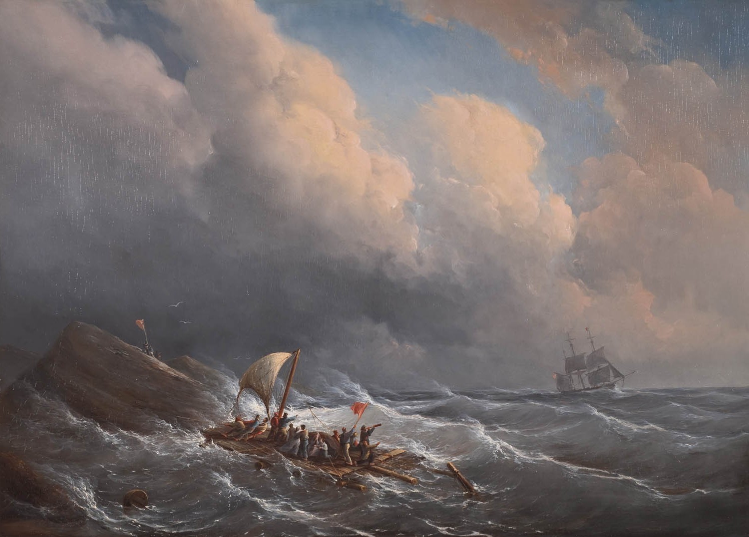 painting, Sea, Classic art, Waves, Clouds, Ship, Rafting Wallpaper