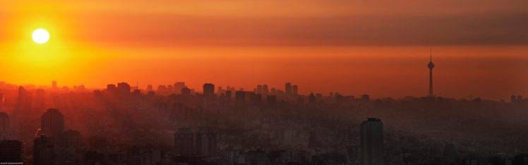 Iran, Tehran, City, Milad Tower, Tower, Sunset HD Wallpaper Desktop Background
