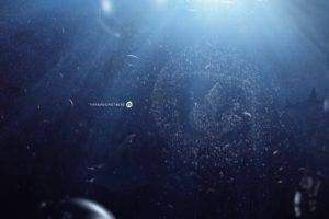 Desktopography, Manta rays, Water, Sea, Bubbles, Logo