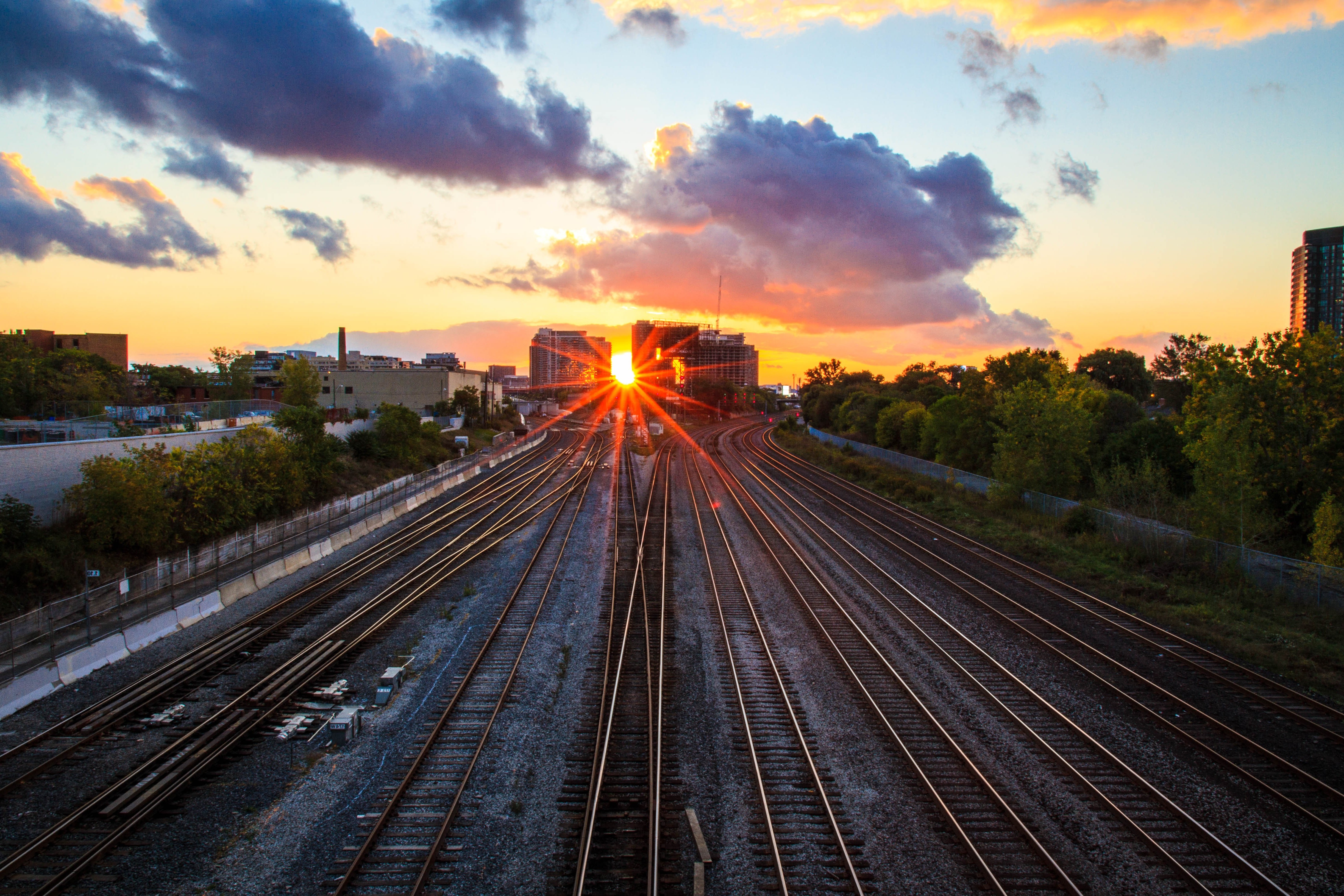 cityscape, Sunset, Toronto, Railway Wallpaper