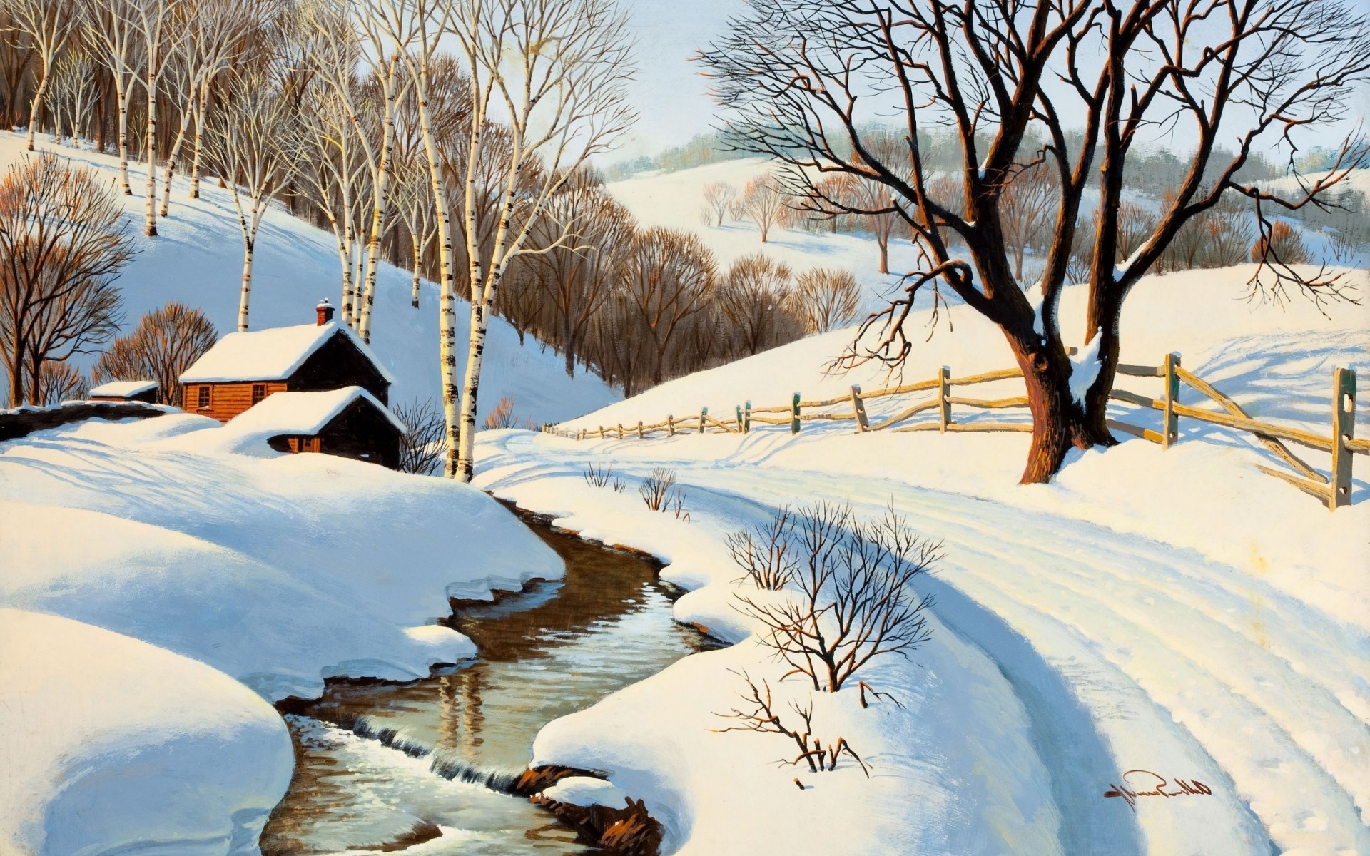 winter, Snow, Artwork Wallpaper