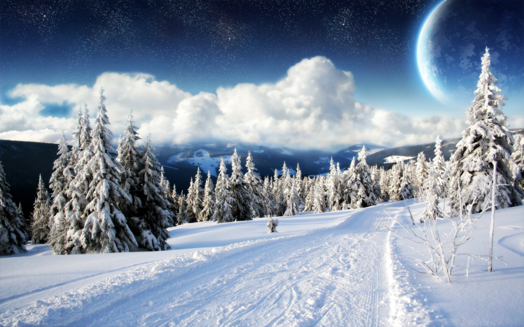 snow, Winter, Sky, Mountain HD Wallpaper Desktop Background