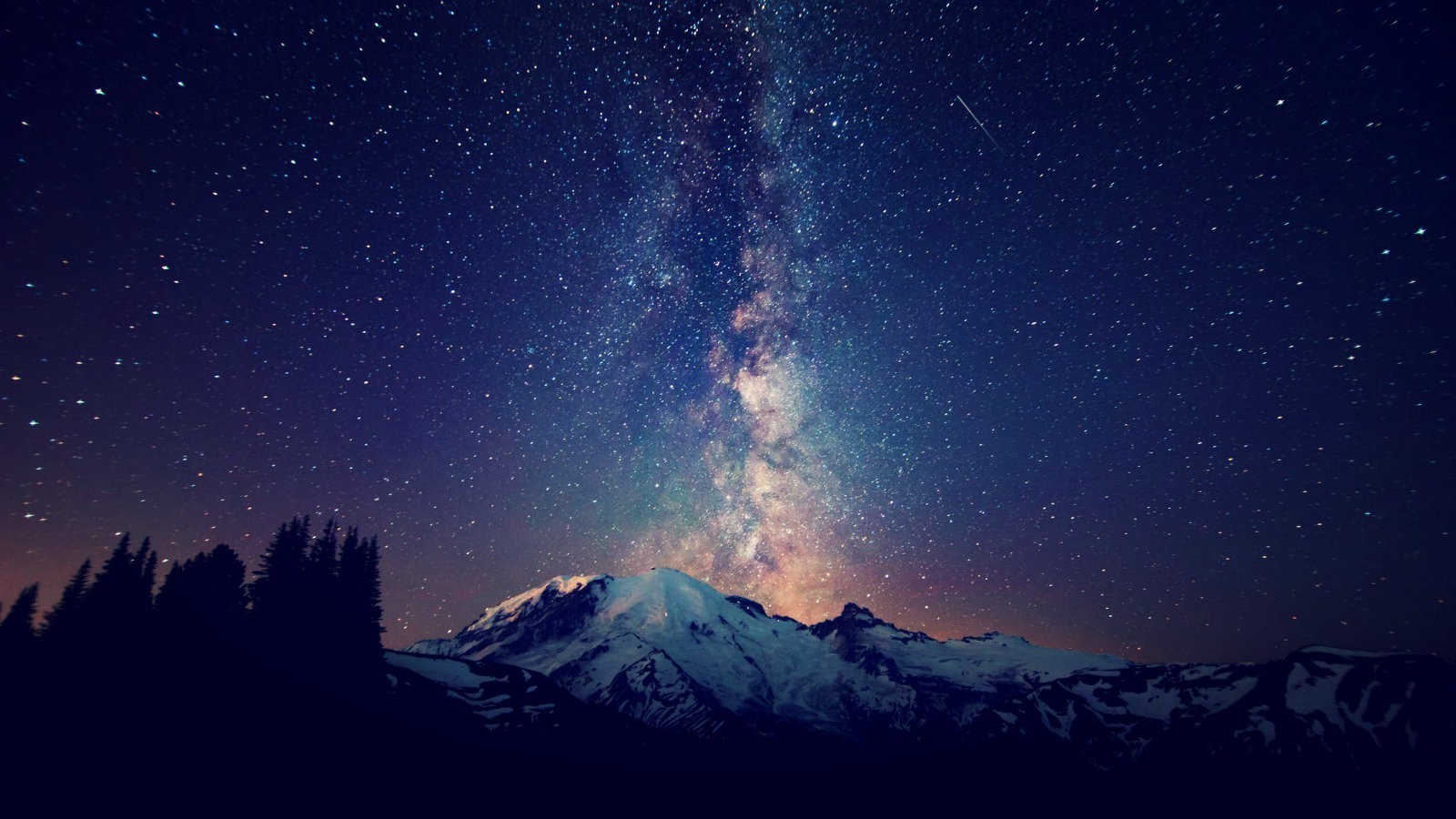 sky, Stars, Mountain, Trees, Night Wallpapers HD / Desktop ...