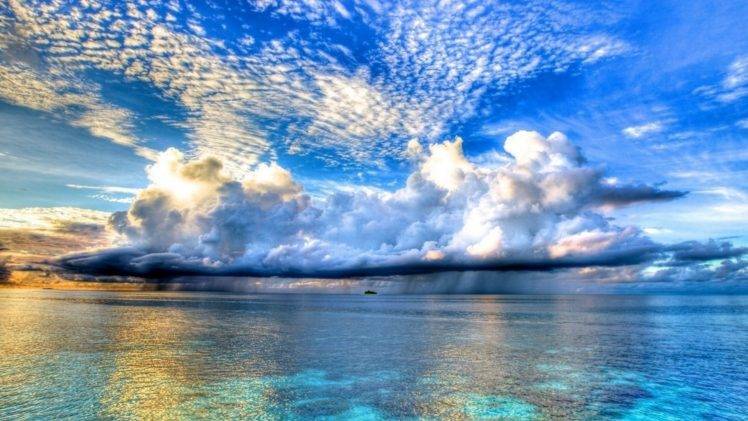 sea, Clouds, Island HD Wallpaper Desktop Background