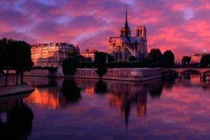 Notre dame, Sunset, Paris, France
