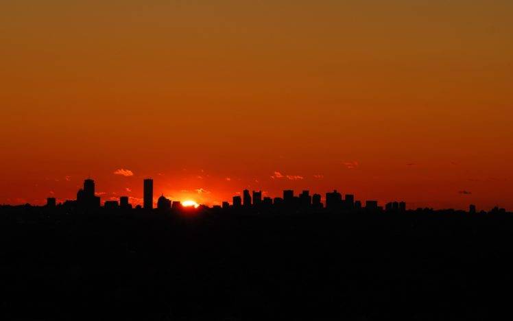skyline, Sunset, Silhouette HD Wallpaper Desktop Background