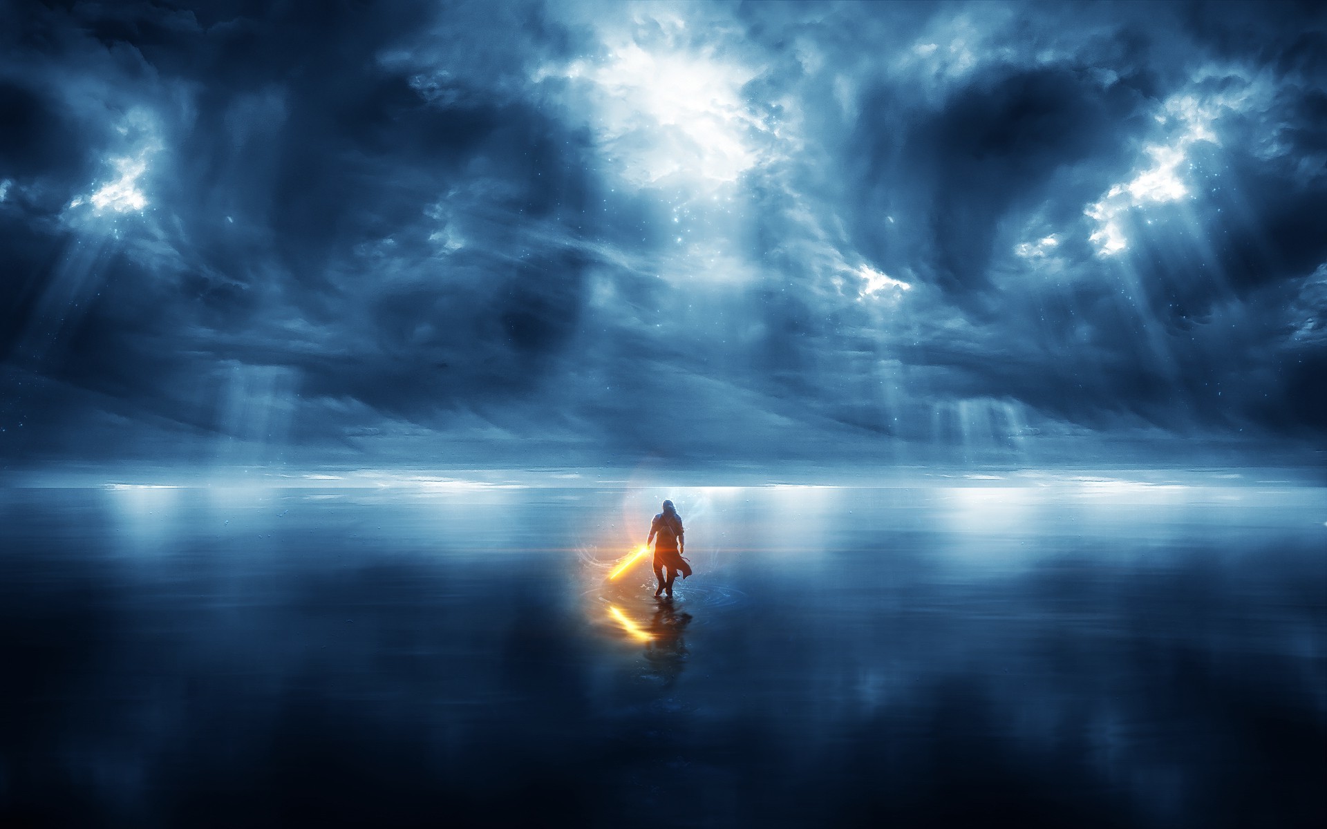 warrior, Sword, Clouds Wallpaper