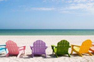deck chairs, Sand, Beach
