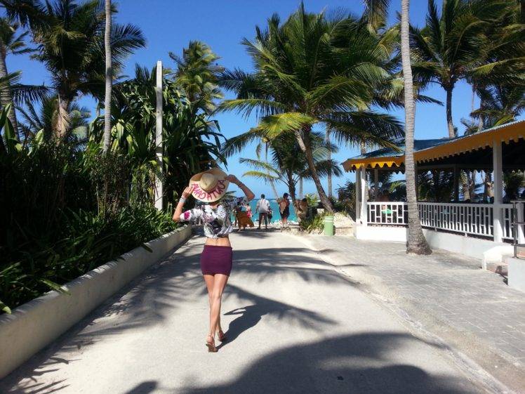 Punta Cana, Palm trees, Holiday, Sea, Street HD Wallpaper Desktop Background