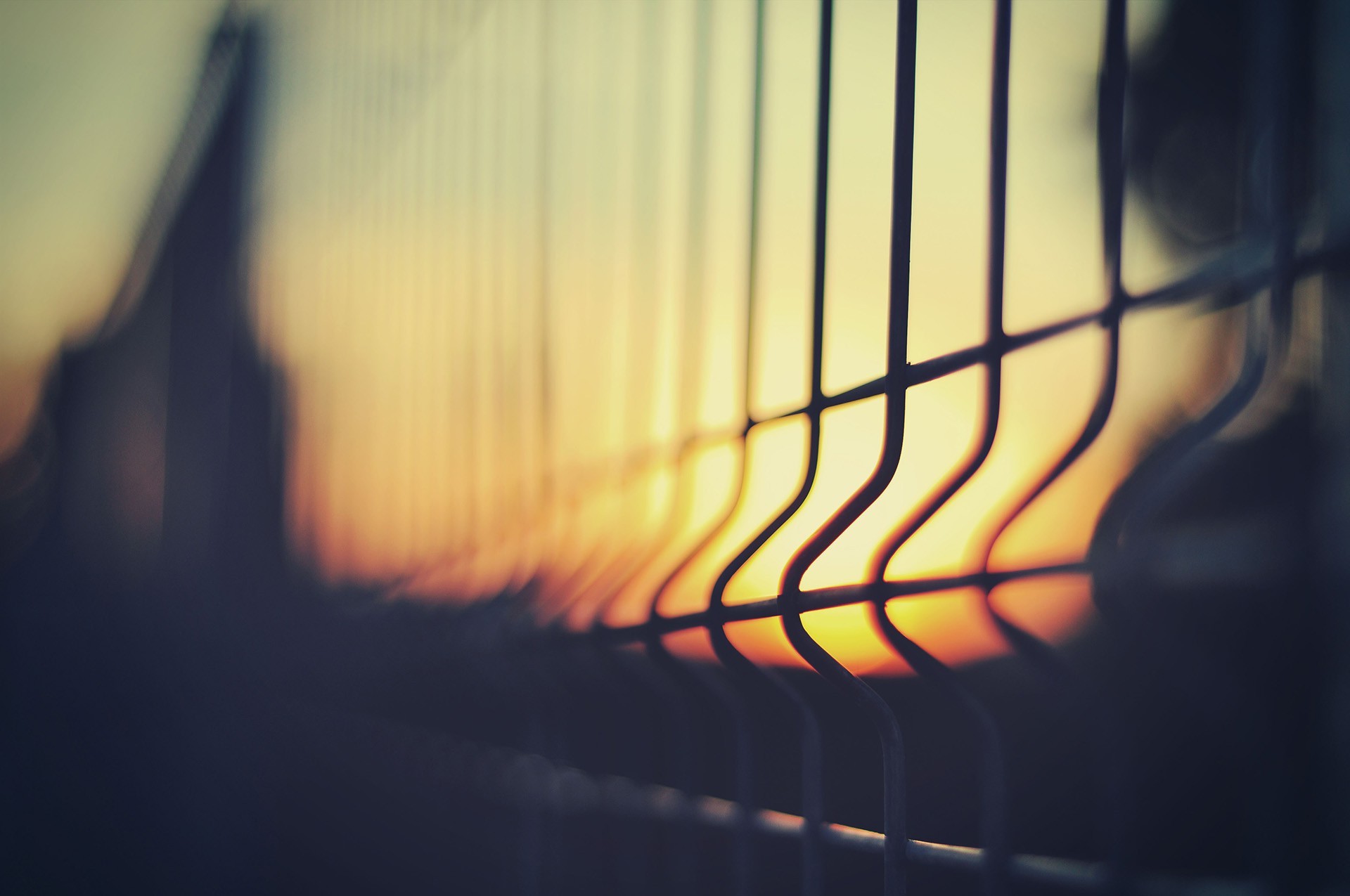 sunset, Fence Wallpaper
