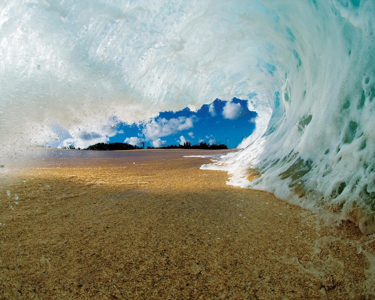 waves, Water, Sand Wallpaper