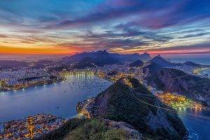Rio de Janeiro, Cityscape, Hill, Long exposure, Boat, Sea, Brazil