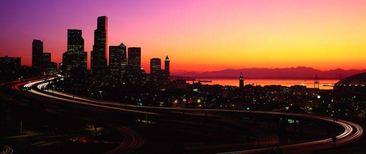 cityscape, Long exposure, Sunset, Road HD Wallpaper Desktop Background