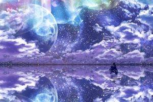 aurorae, Moon, Clouds, Nebula, Reflection