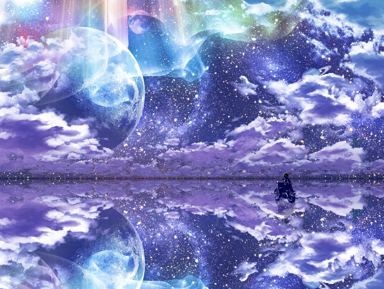 aurorae, Moon, Clouds, Nebula, Reflection Wallpaper