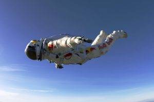 spacesuit, Men, Sky, Red Bull, Felix baumgartner, Falling, Flying, Skydiving, Skydiver