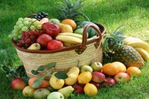 baskets, Grapes, Apples, Grass, Bananas, Lemons