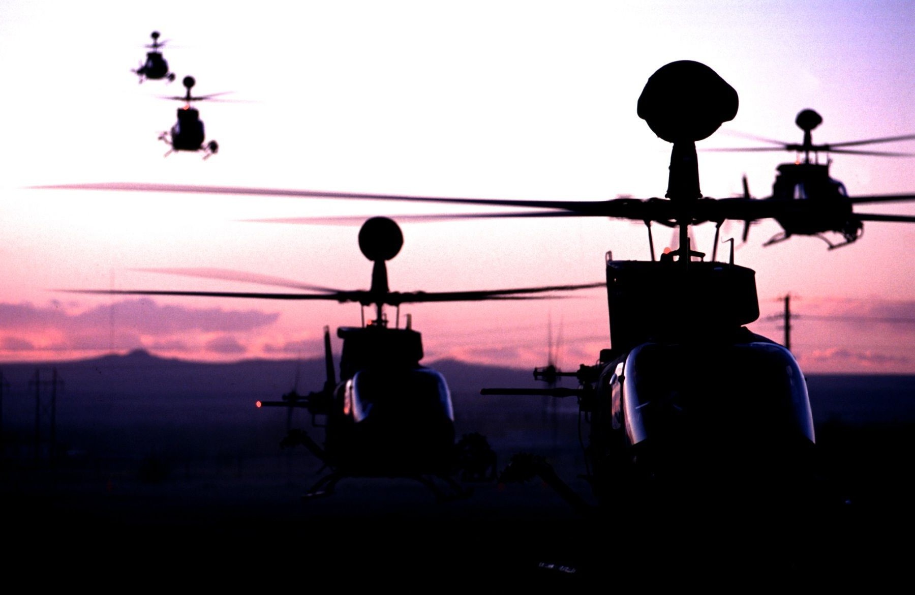 aircraft, Helicopters, Sunset Wallpaper