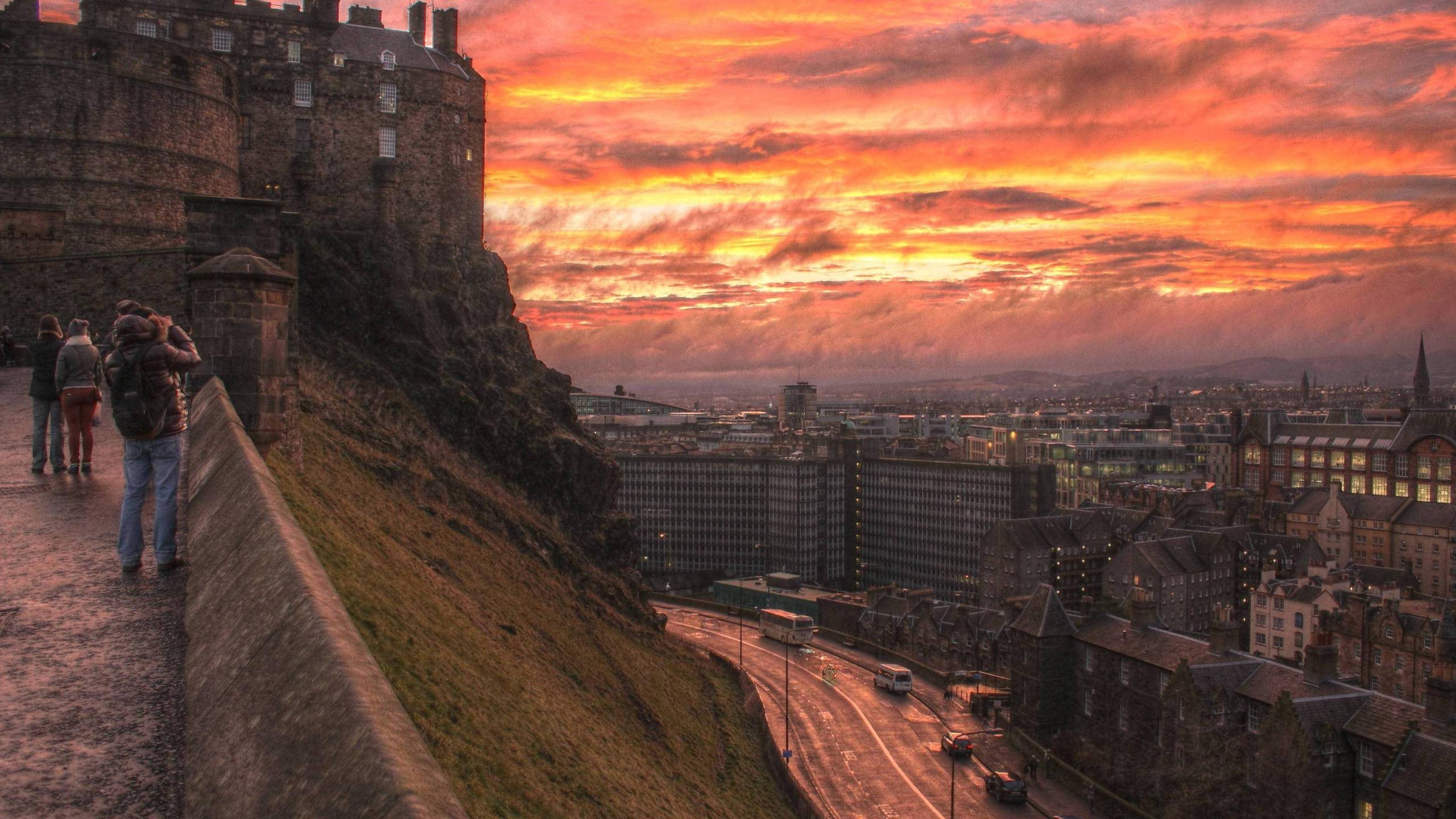 sky, City, Sunset, Edinburgh, Scotland, Building, Architecture, HDR, UK, Castle Wallpaper