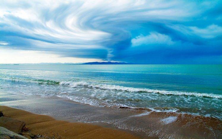 beach, Sky, Tornado, Waves, Sea, Sand, Island HD Wallpaper Desktop Background