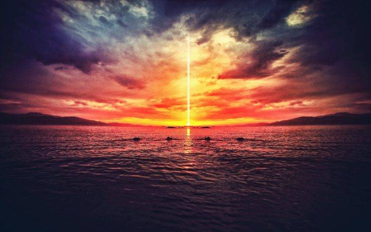 water, Sunset, Sea, Clouds HD Wallpaper Desktop Background