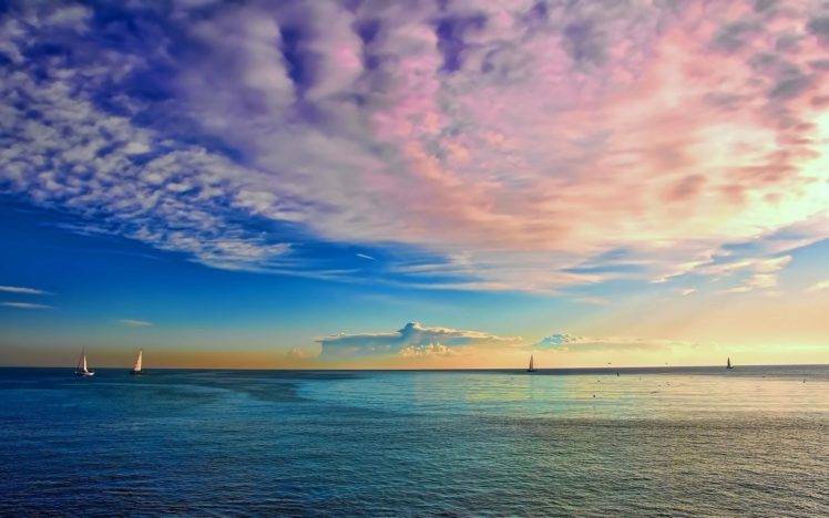 sea, Boat, Sailing, Clouds HD Wallpaper Desktop Background