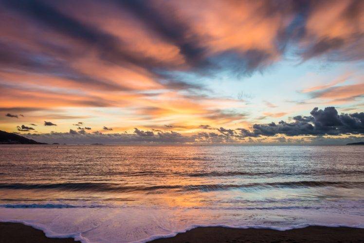 sunset, Sea, Corsica, Beach HD Wallpaper Desktop Background