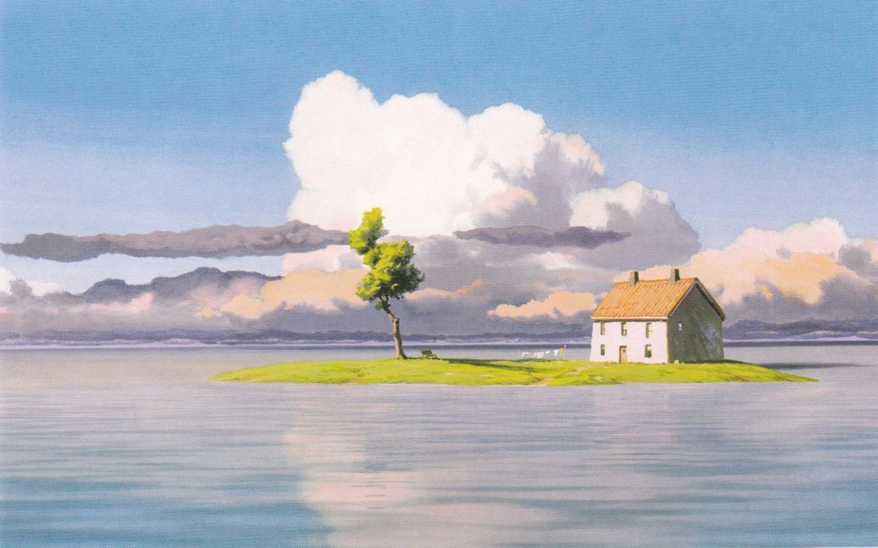 island, House, Flood Wallpaper