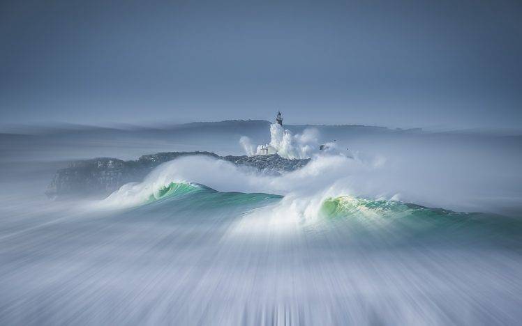 waves, Lighthouse, Sea HD Wallpaper Desktop Background