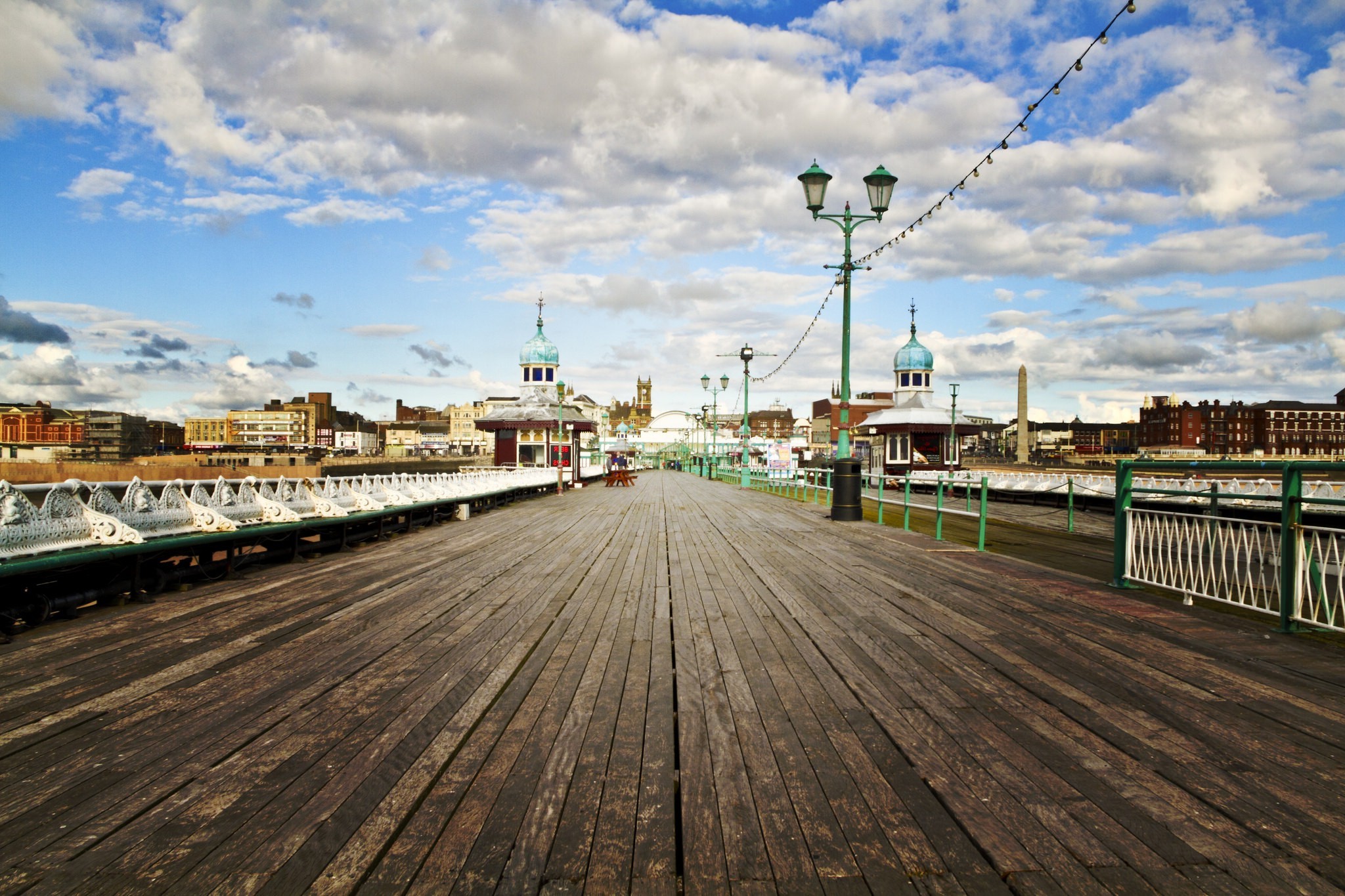 clouds, Pier, Promenades, Coast, Building Wallpaper