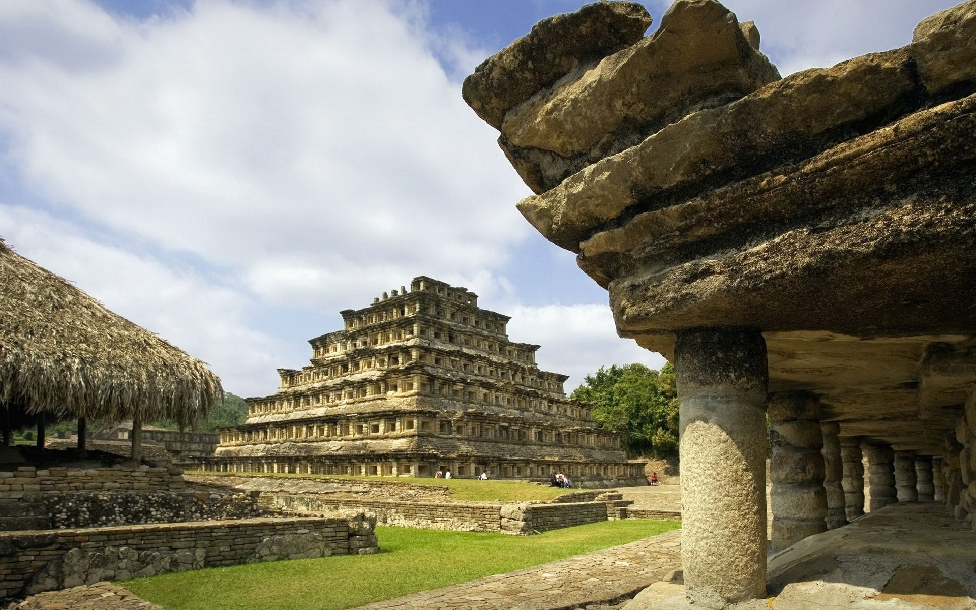 architecture, Building, Mexico, Pyramid, Clouds, Old building, Bricks, Walls, Pillar, Library Wallpaper