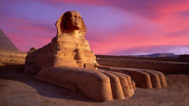 Egypt, Sphinxes, Sunset, Architecture, Desert, Sculpture HD Wallpaper Desktop Background