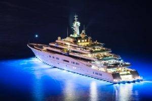 ship, Water, Sea, Yachts, Night, Lights, Reflection, Luxury