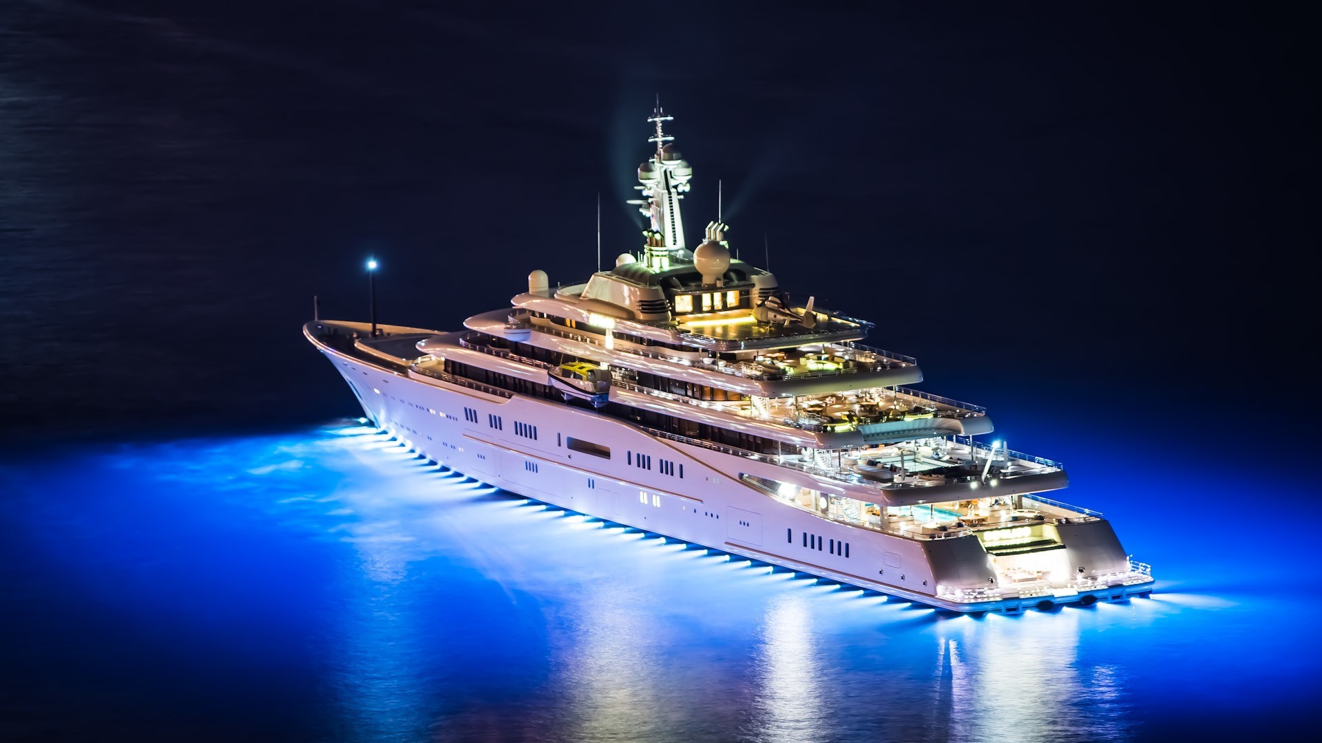 yacht in night